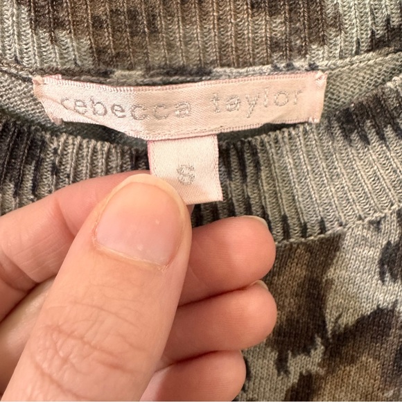 Rebecca Taylor Silk Cashmere Leopard Animal Print Flutter Sleeve Blouse Size S - Picture 6 of 8